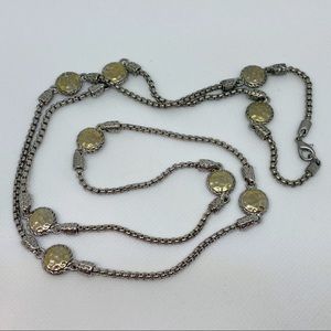 Long two toned layering necklace